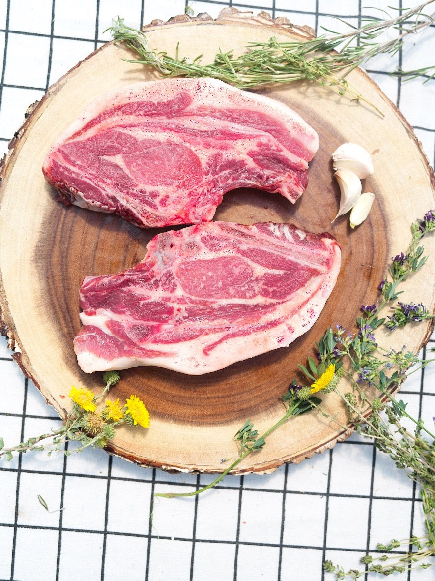 Skillet Cider-Braised Pork Chops with Roasted Lower Salmon River Squash & Sage Butter