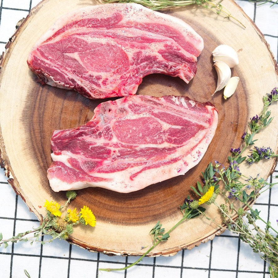 Skillet Cider-Braised Pork Chops with Roasted Lower Salmon River Squash & Sage Butter